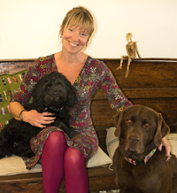 Sam Toft with her lovely dogs, Moses and Stanley Philpot! 