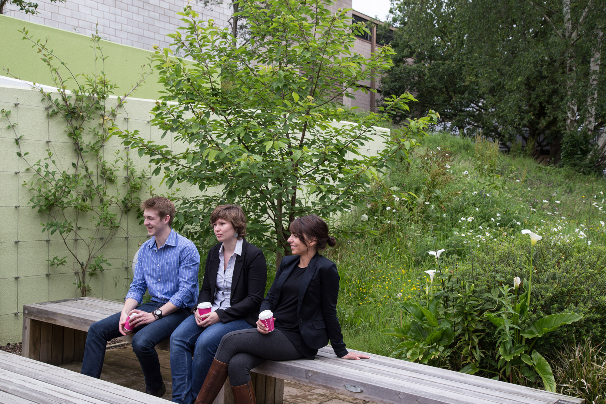 Outside the LRC is a place to relax and catch up with classmates