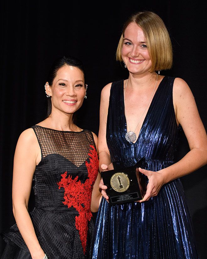 Picture of Alicja Jasina with actress Lucy Liu