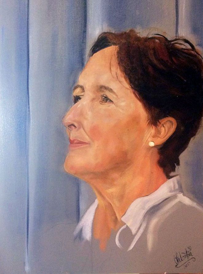 Georgia\'s portrait of Fiona Shaw CBE, completed in just four hours.