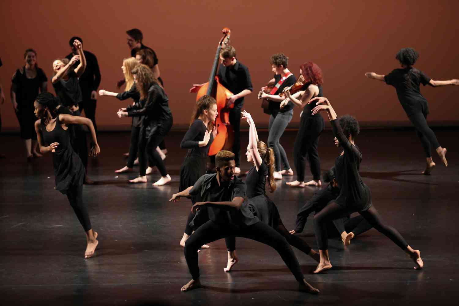 'Coniungere'.  A music and dance performance collaboration between Lewisham Southwark College and Rose Bruford College performed at the Laban Theatre, London (March 2015).  Choreography: Stephen Mason and performers. Musical Direction: Jeremy Harrison. performed at the Laban Theatre, London (March 2015).