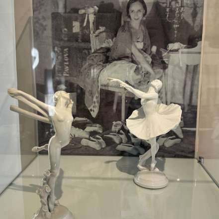 Anna Pavlova, The Dragonfly and Anna Pavolva in Tutu, c.1920, porcelain, loaned from The Royal Ballet School.