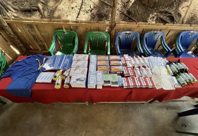 Table with medical supplies