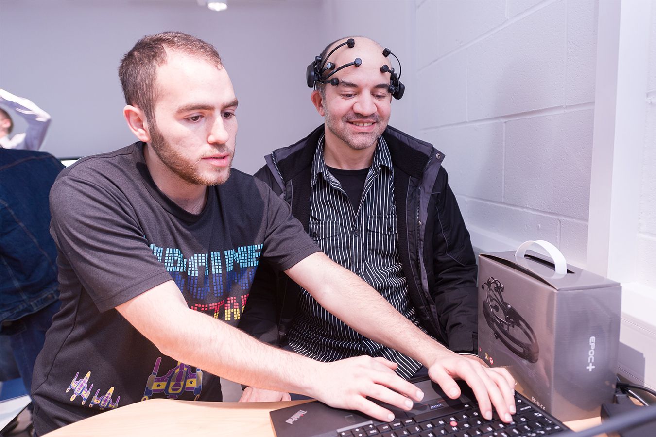 The CAVE has a treasure trove of equipment including this headset which can track eye movements and brain activity