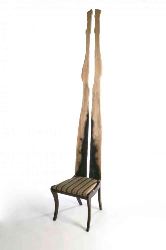 Uncertain Masculinities(Burnt)-  chair Sculpture - Chair sculpture