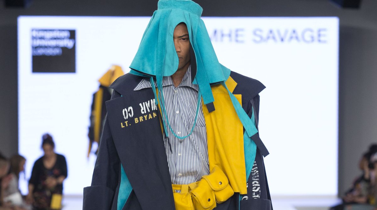 Kingston University designer Caoimhe Savage earns industry acclaim and carries off Graduate Fashion Week menswear award for military-inspired collection