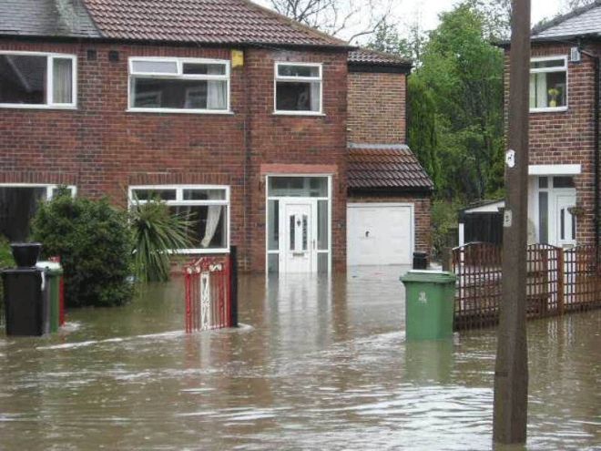 flooded houses in Leeds