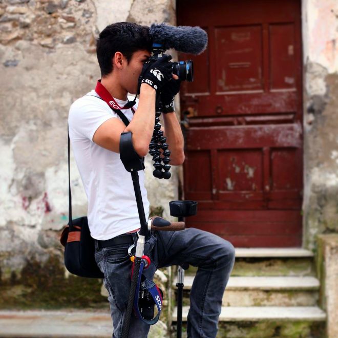 Photo of Oliver Lam-Watson filming.