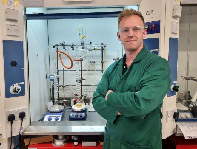 PhD candidate Nathan Long with the equipment supplied by the partners.