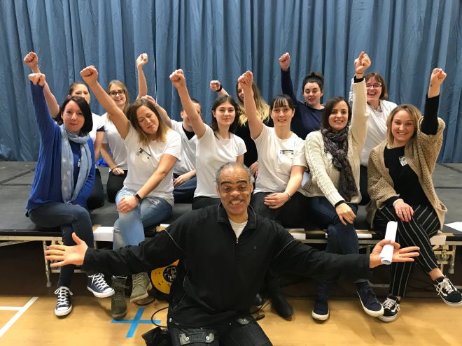 Kingston University\'s student nurses with StoryAID director Eli Anderson