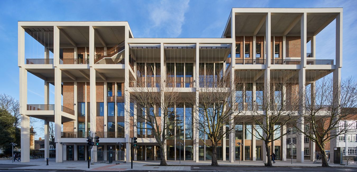 The six storey structure opened in January was designed by RIBA Gold Medal-winning Grafton Architects and built by three-time Education Constructor of the Year winner Willmott Dixon. Picture credit Ed Reeve