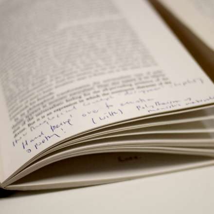 Close up of book annotation