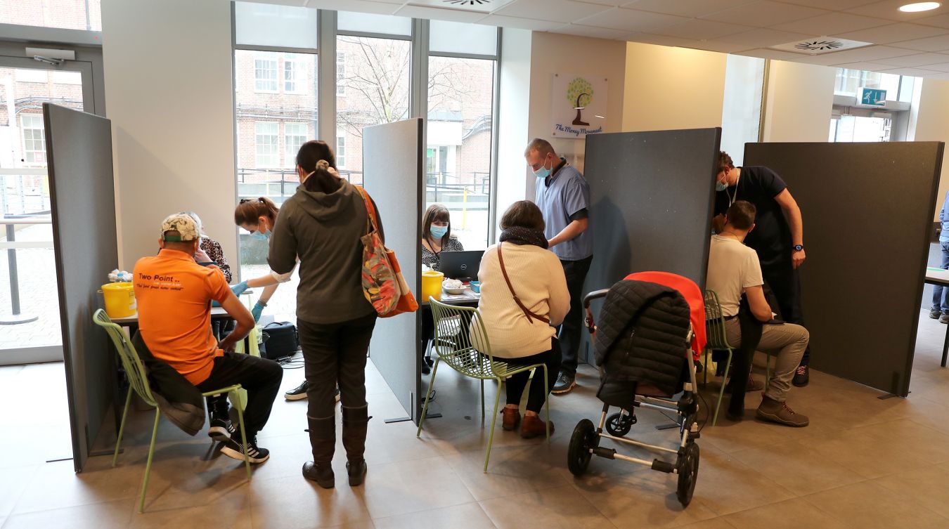 GP practice staff administer the Covid-19 vaccine at the University\'s community vaccine hub. Photo by Chris Jackson/Getty Images