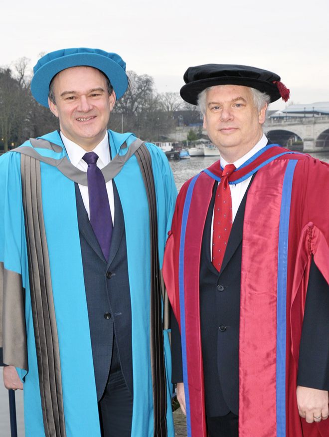 Sir Ed Davey with Professor Gavin Gillmore, Head of Energy at Kingston University