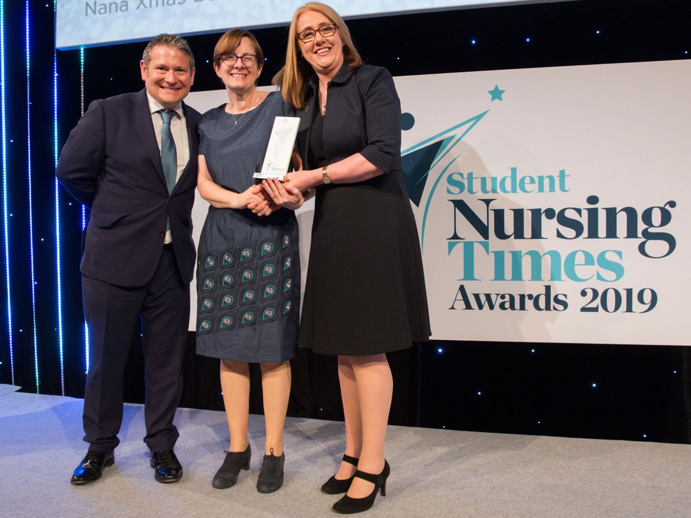 Nursing associate professor Theresa Nash (centre) picked up the Teaching Innovation of the Year Award