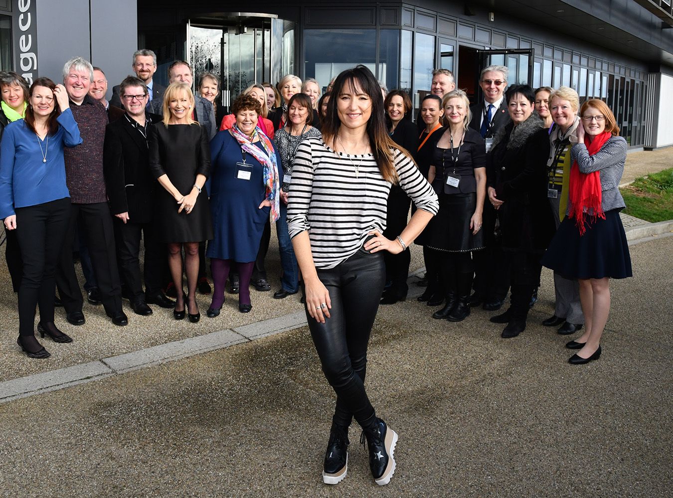 KT Tunstall poses with members of the Friends of Jo Cox choir outside the recording studio