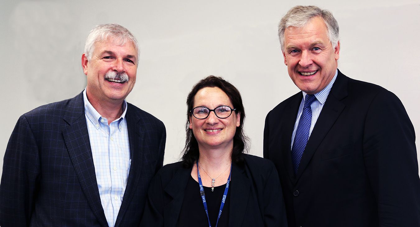 Professor Ron Tuninga (left) and Professor Ursula Ott from Kingston Business School and Dr Martin Eichtinger.