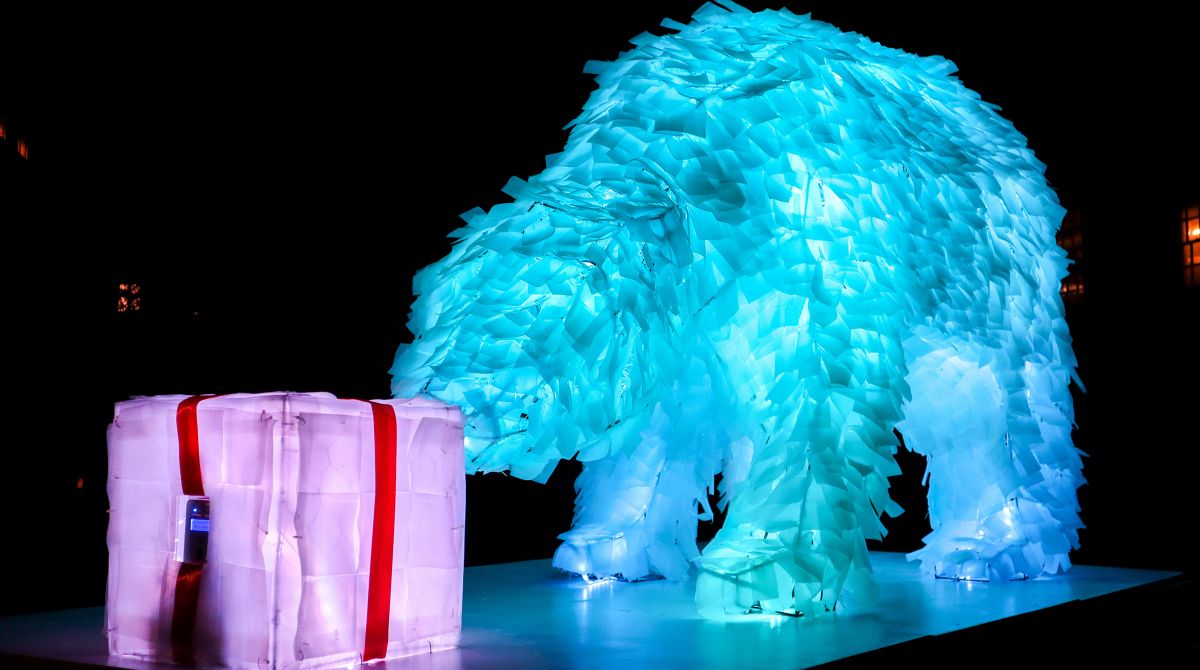 Kingston School of Art students create bear sculpture to shine new light on homelessness and the climate crisis this festive period 