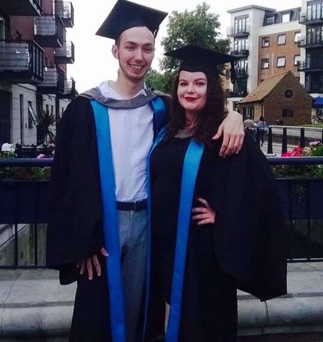 First Class Honours graduates and writer and director of Sticks and Stones, Scott Ferguson and Megan Blythin.