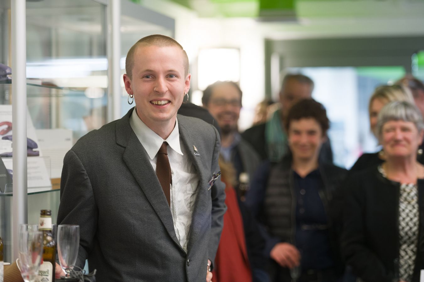 Eugene Noble, son of Ian, spoke at the opening of the letterpress and bookbinding workshop