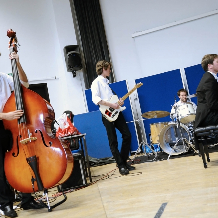 Music students rehearsing in one of the studios at Coombehurst House