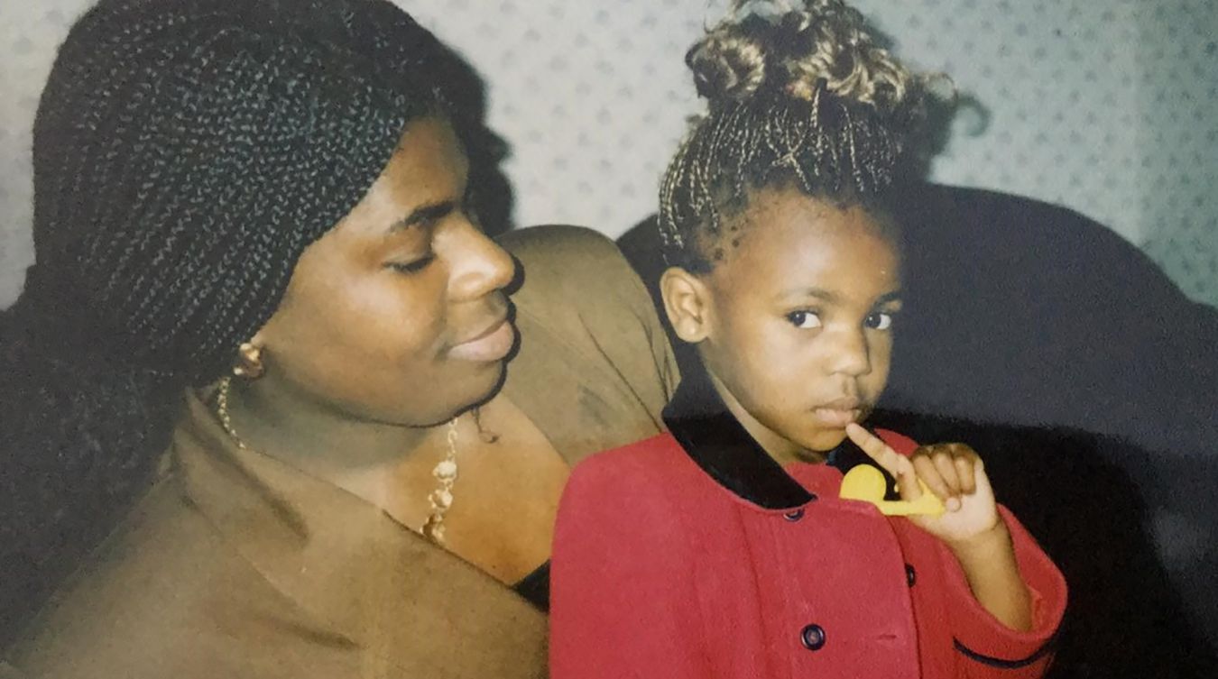 A young Ese with her mother Marian.