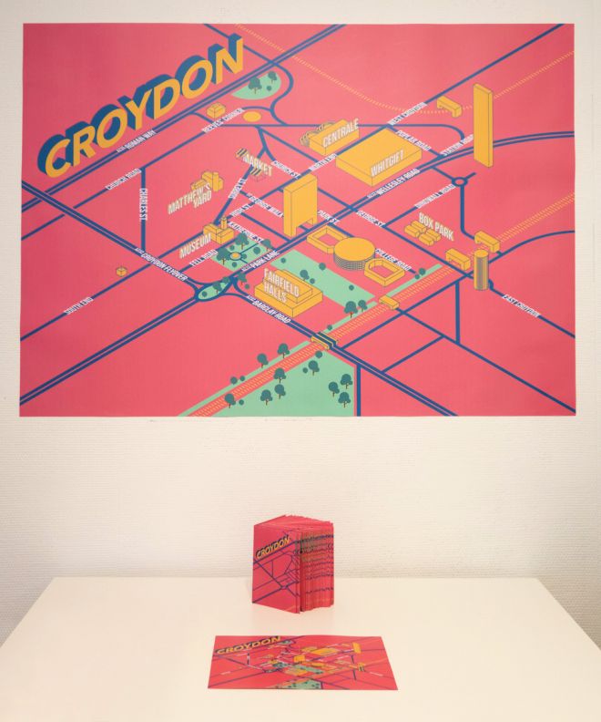 Kingston University graphic design students James Gowdy and Anne Danao produced maps of Croydon to help visitor orientate themselves more easily. 