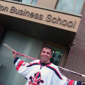 Ice hockey star skates towards success on Kingston Business School marketing course after competing at World University Winter Games