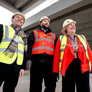 Kingston Mayor Councillor Julie Pickering joins borough residents to see how Kingston University's landmark Town House building is taking shape