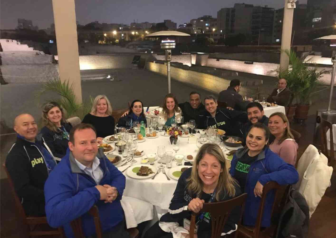Dinner with WADA team at Huaca Pucllana (clay pyramid in the Miraflores district in Lima) - Pan-American Games, Lima, Peru, July-August 2019