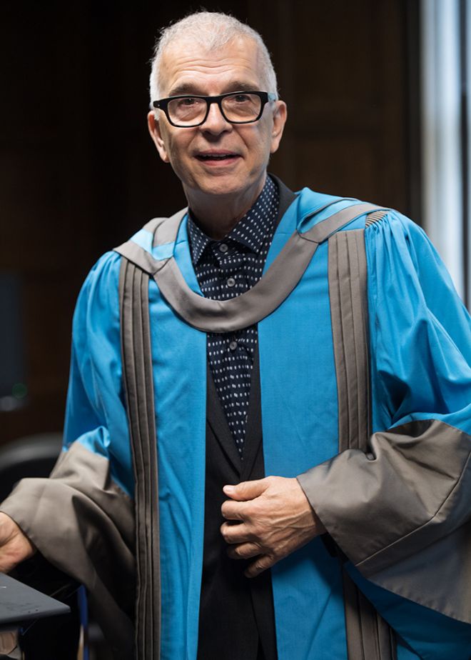 Music producer Tony Visconti received an Honorary Doctor of Arts at the launch of Visconti Studio at Kingston University