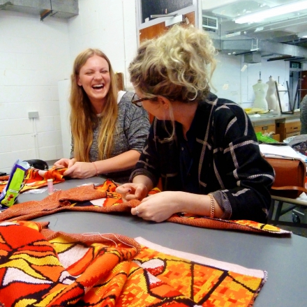 Fashion students working on their collections