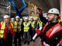 Kingston Mayor Councillor Julie Pickering joins borough residents to see how Kingston University's landmark Town House building is taking shape