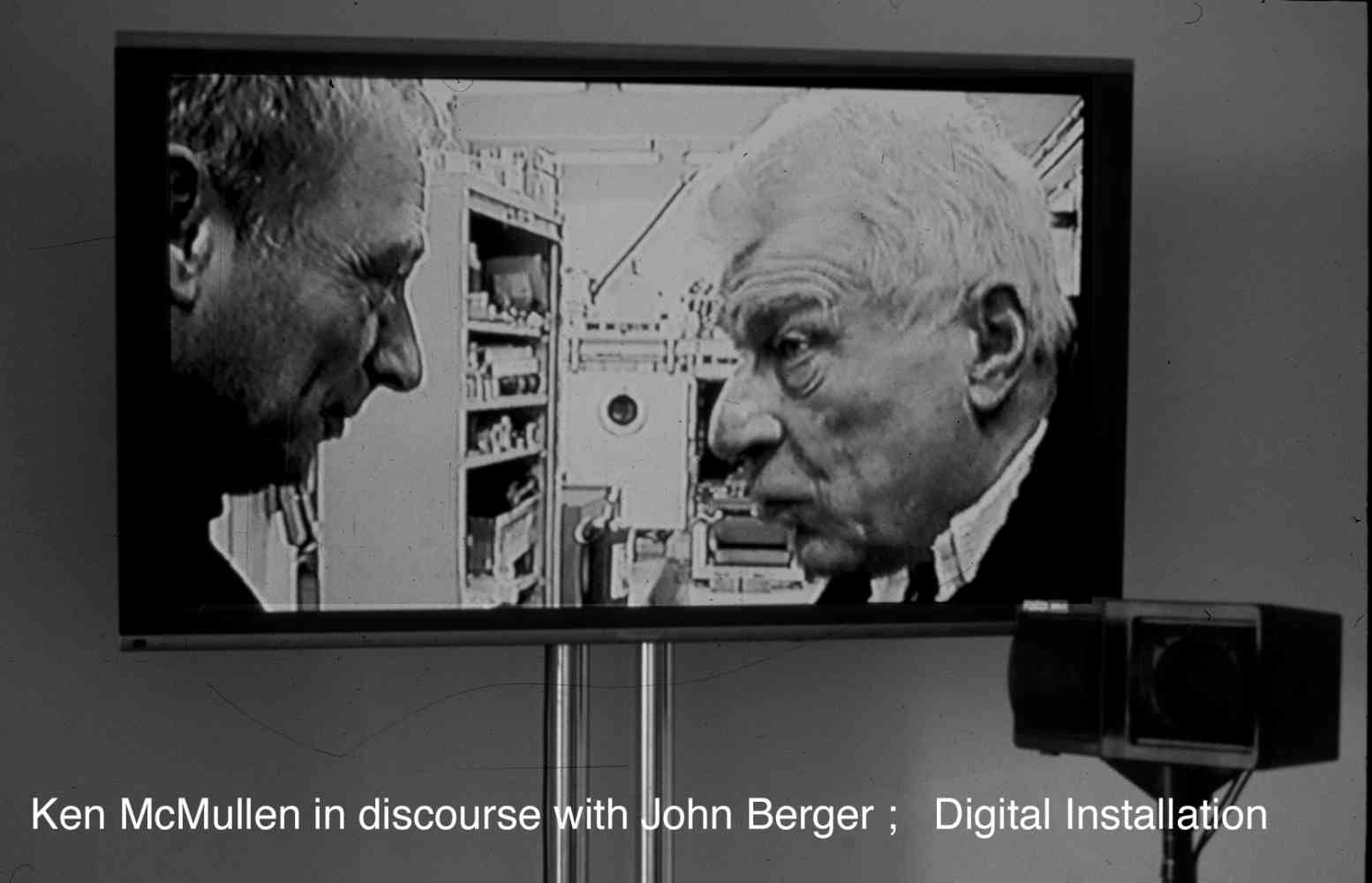 Gallery Installation. 60 mins continuous loop:   Atlantis Gallery London... (Research) - Documentary with John Berger 'The validity of Research in Art and Science'