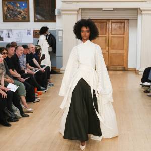 Ukrainian heritage, locker room masculinity and sustainability inspire student collections unveiled at Kingston School of Art undergraduate Fashion Show