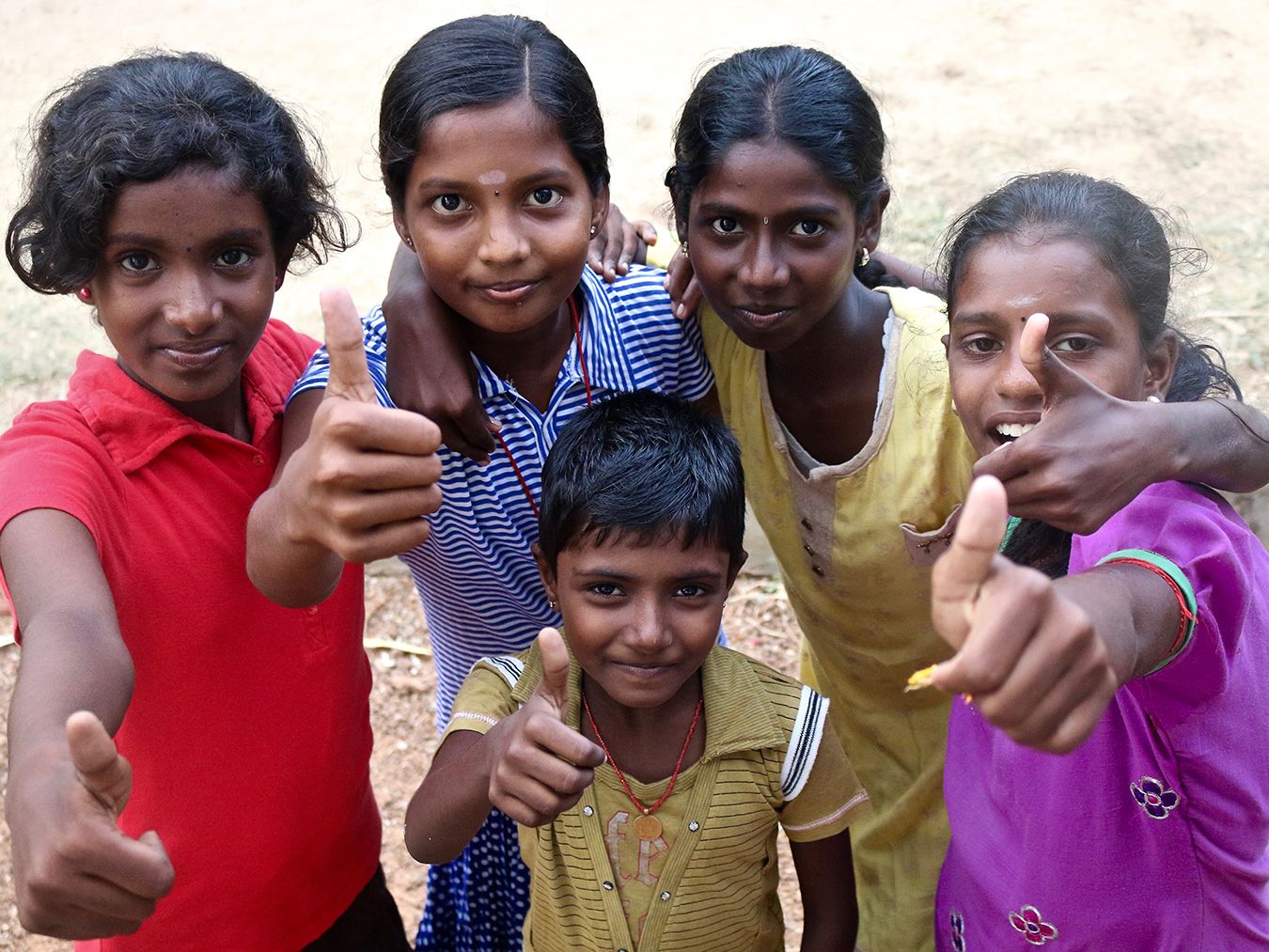 Group Sri Lankan school girls smiling