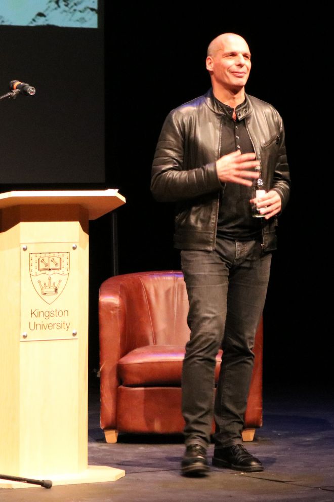 Former Greek finance minister Yanis Varoufakis spoke of how the Bard had influenced his thinking as he delivered Kingston University\'s annual Shakespeare lecture at the Rose Theatre.