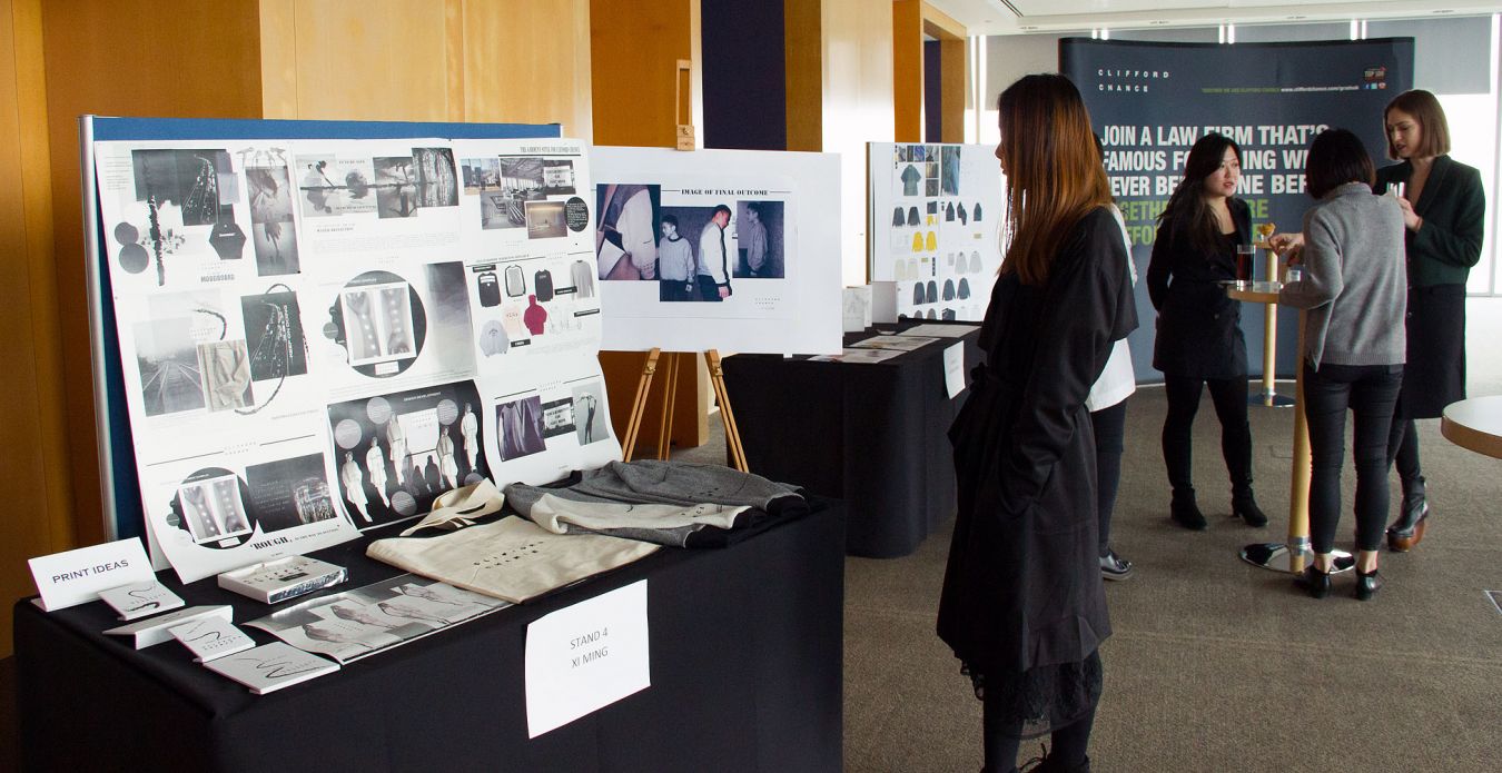 The Fashion MA students\' work on display at the Clifford Chance offices