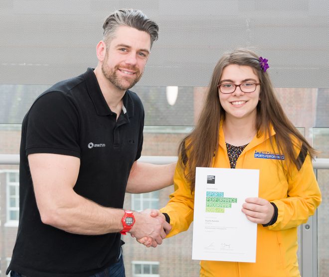 Paralympian Sophie Kamlish pictured with former Rugby Union professional David Jackson