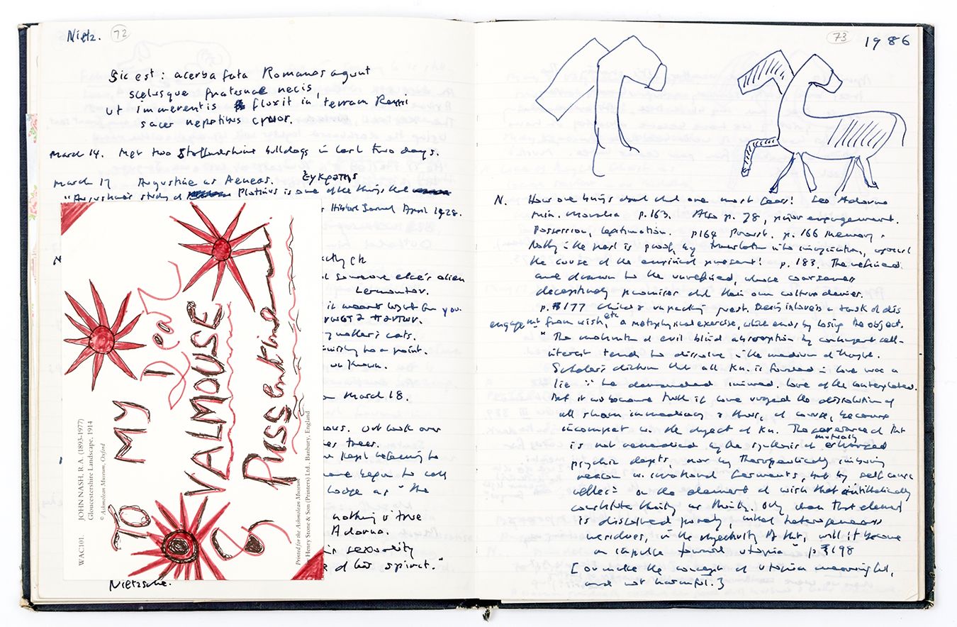 A photo of one of Iris Murdoch\'s open journals