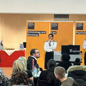 Metropolitan Police Commissioner Sir Mark Rowley visits Kingston University to hear students' views on ways to improve safety for women and girls