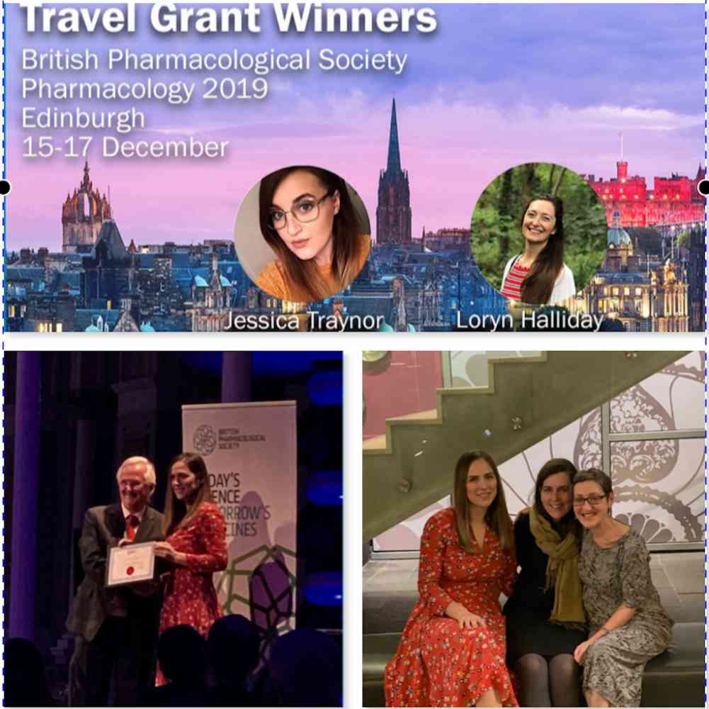 BPS  Edinburgh 2019 successes! - PhD students old (Blerina Ahmetaj Shala- Bulbring Award ) and new (Loryn Halliday Tocris Travel Award)  collect awards , and I meet up with my PhD supervisor Jane Mitchell