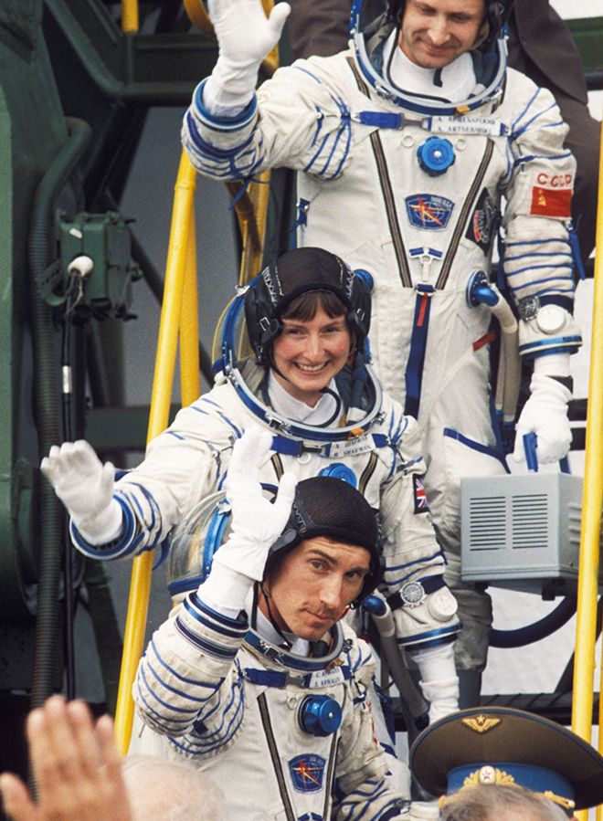 Scientist Dr Helen Sharman at the space port in Russia in 1991. Photo by Gro/REX/Shutterstock