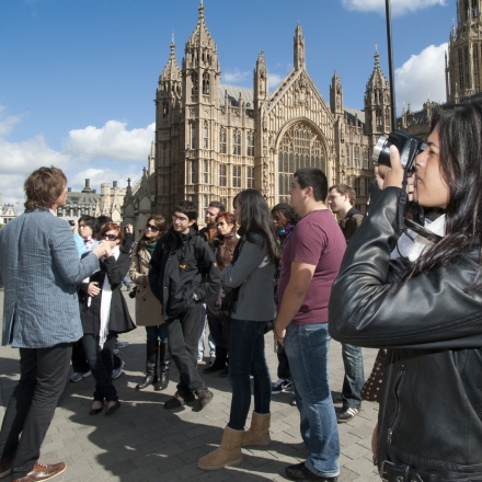 Students on a cultural tour of London