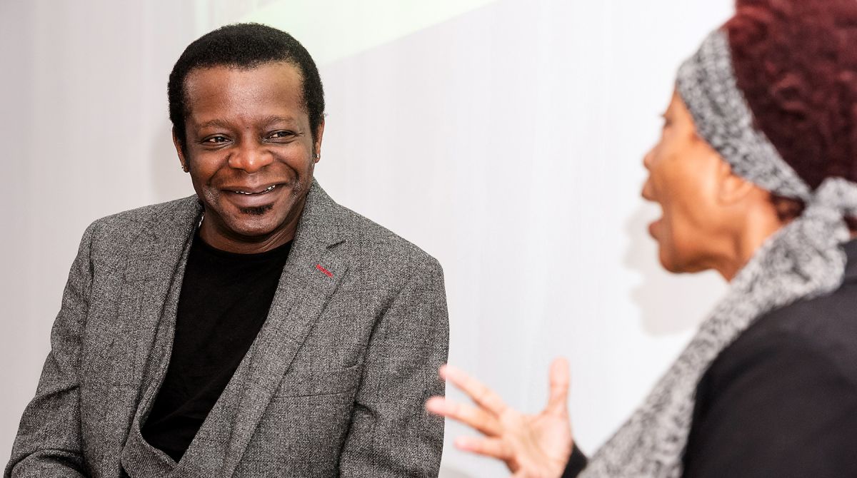 Comedian Stephen K Amos highlights importance of education during interview with Kingston University Chancellor Bonnie Greer at student media summit 