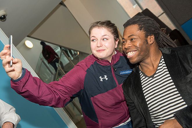 Ade spent time talking to Kingston University\'s talented athletes
