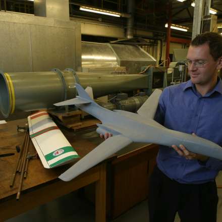 Reviewing model of aeroplane for testing in the wind tunnel