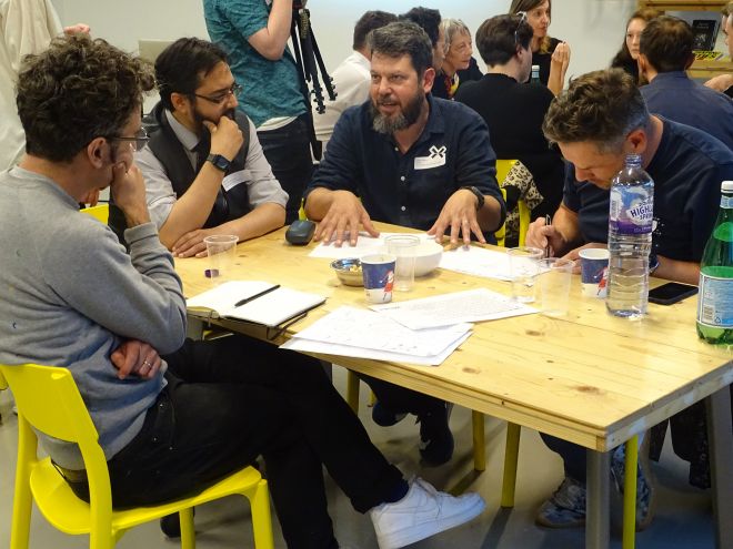 Professor Daniel Charny facilitating a workshop with teachers and practitioners at the FixEd Think-Ahead-Tank: The future of designing and making in schools. September 2019. Image credit FixEd.