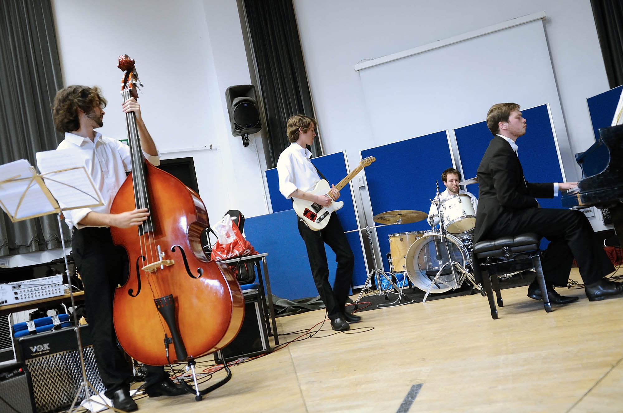 Music students rehearsing in one of the studios at Coombehurst House