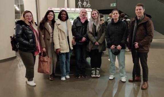 Group of seven students on an experiential visit to the Imperial War Museum